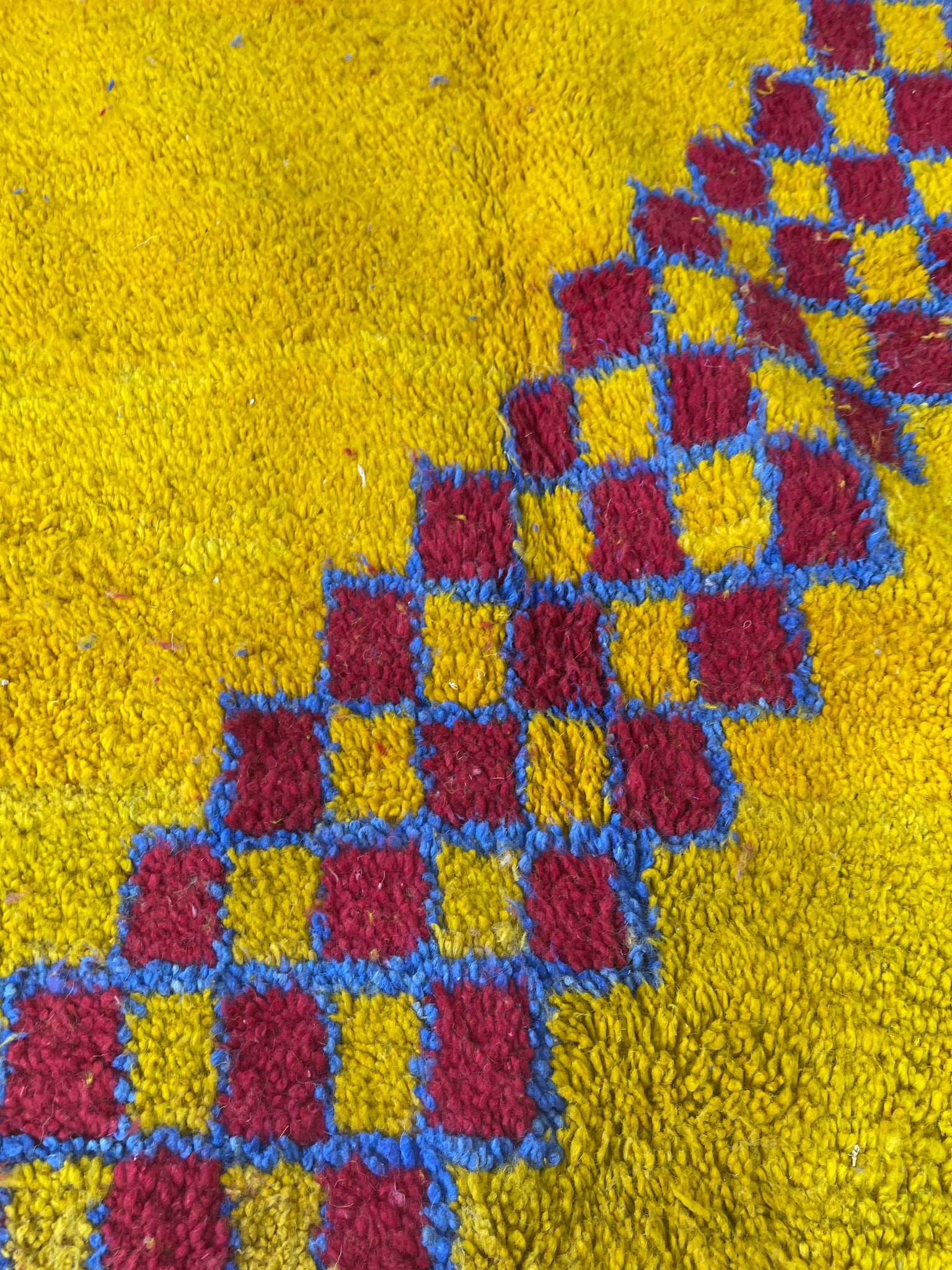 Abstract Moroccan Rug, Boujaad Rug, yellow&blue - craftkechbrand