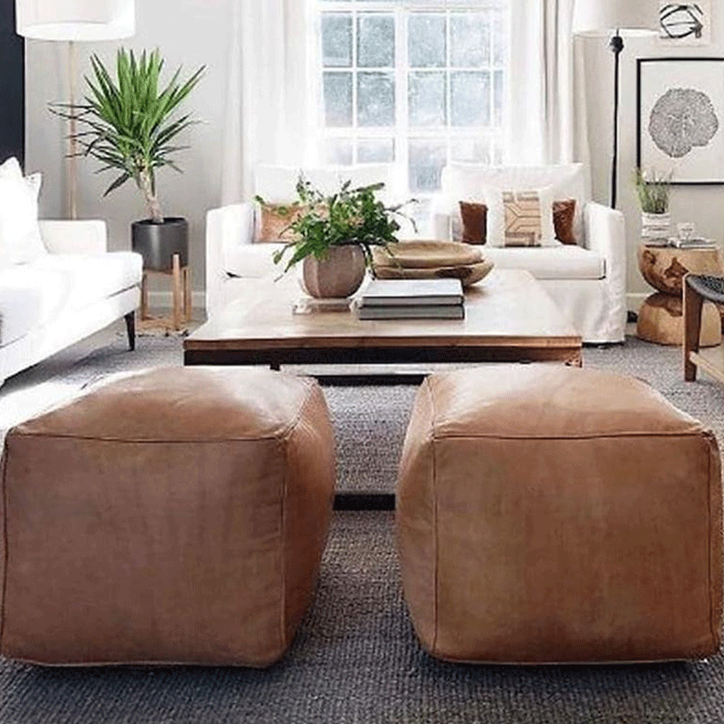 How to stuff #Moroccan #Poufs : Easy Way To Stuff Ottoman Leather Pouf 