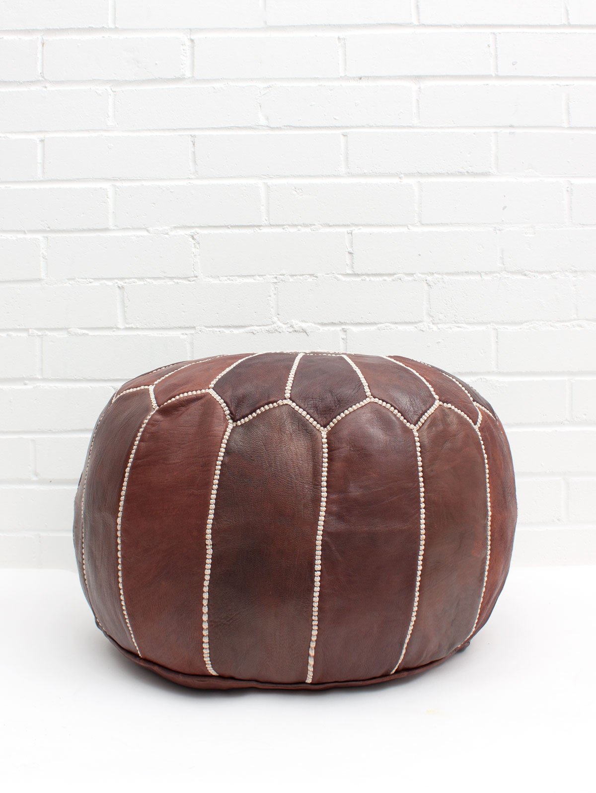 Moroccan Leather Pouf Chestnut – Berberb