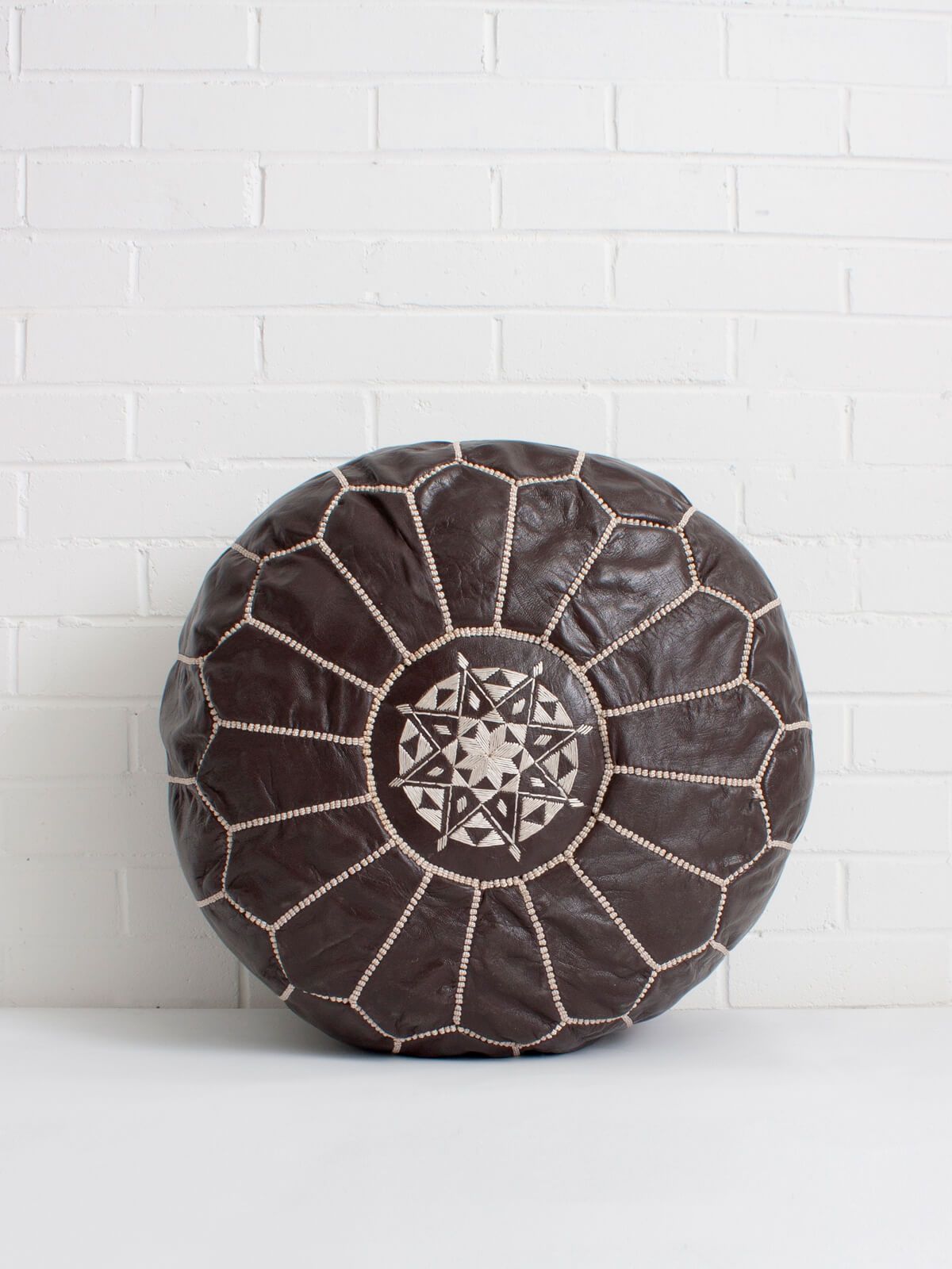 DARK TAN MOROCCAN LEATHER POUF