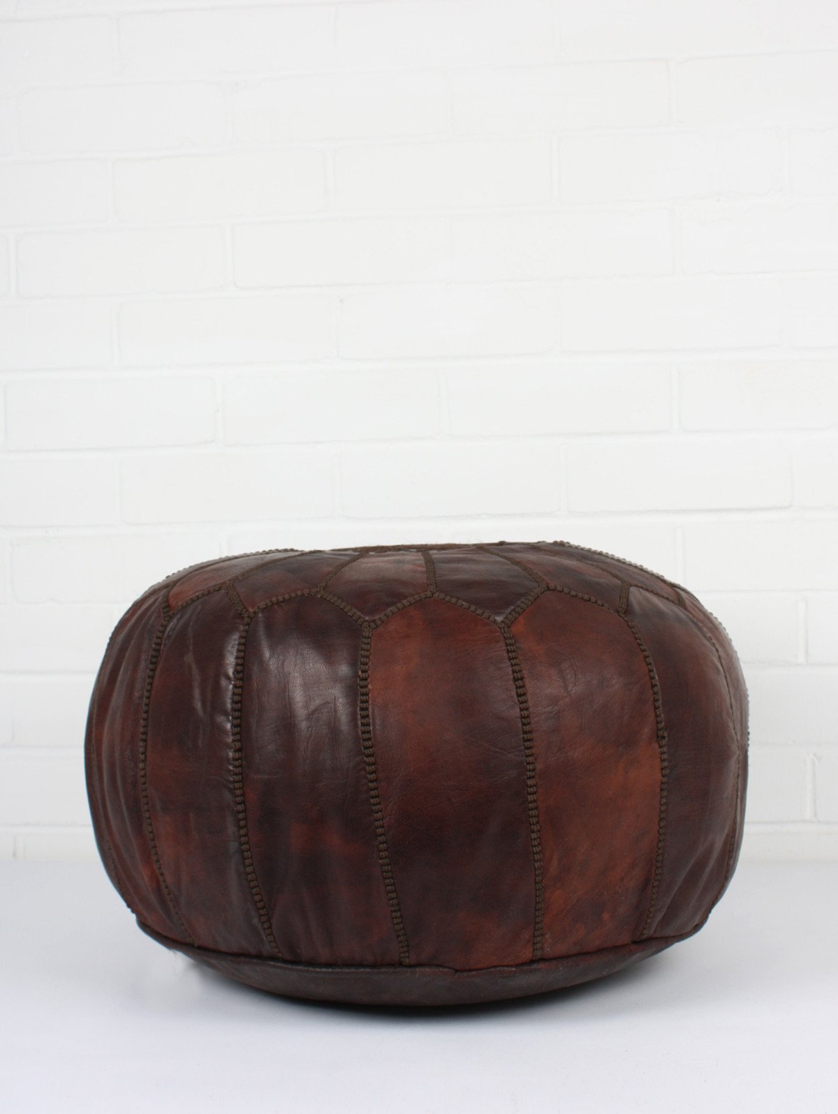 MOROCCAN CHESTNUT LEATHER POUF