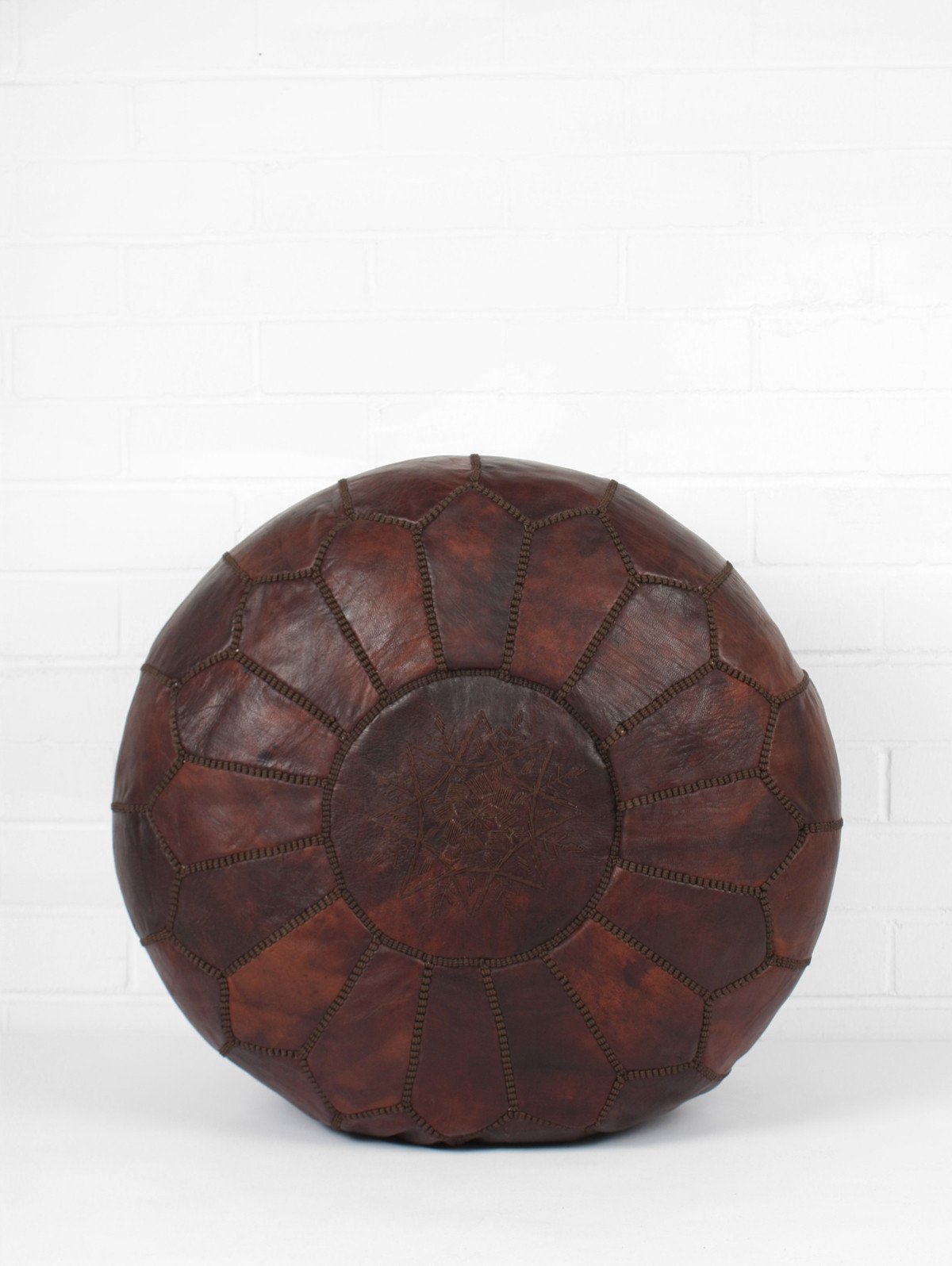 MOROCCAN CHESTNUT LEATHER POUF