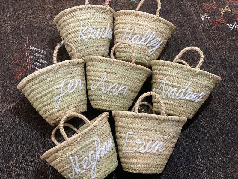 Personalized tote straw bag beach basket