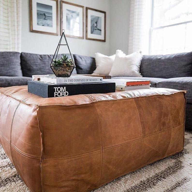 Moroccan-leather-pouf- square-ottoman