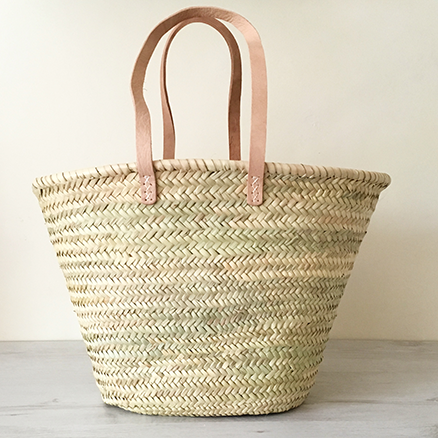  FRENCH BASKET straw beach bag with leather handles, straw bag,  beach bag, basket bag, shopping basket, wicker basket with handle, straw  market basket : Handmade Products